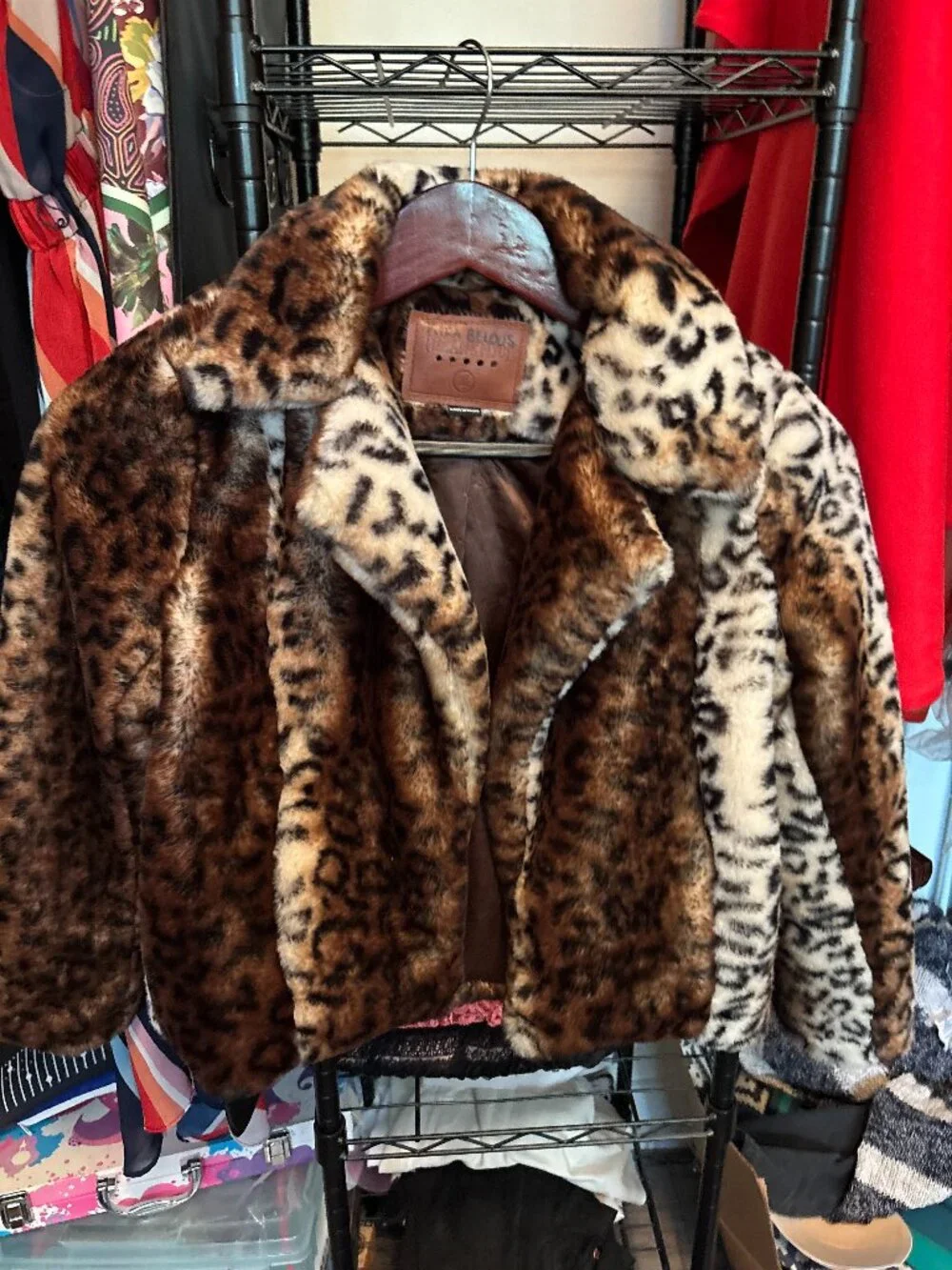 BlankNYC Girls Faux Fur Leopard Print Jacket Size Medium | Ultra Soft Plush Coat